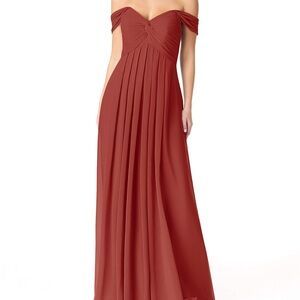 Unaltered Azazie Kaitlynn - Floor-length Chiffon Dress in Terracotta